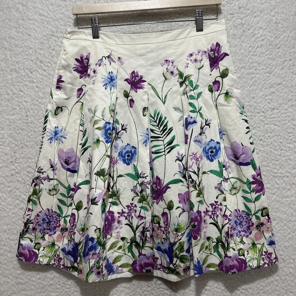 rsvp by TALBOTS Pleated Women's Size 10P Floral Print Skirt Lined Side Zipper